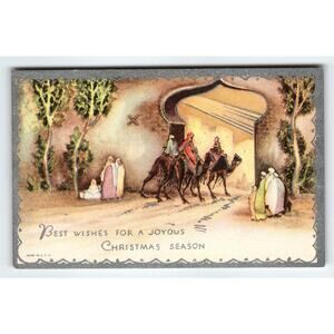 Vintage Christmas Greeting Card or Mini Postcard Three Wise Men Nativity
